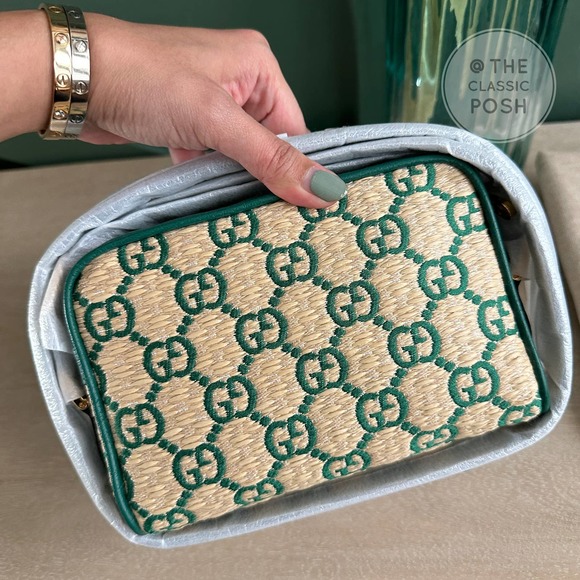 ❌SOLD❌ NEW Green Ophidia GG Supreme Raffia Shoulder Crossbody Bag - Picture 3 of 10
